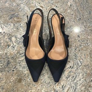 Christian Dior J’ADIOR Black x Blue Slingback Pump Low Heel Size 36